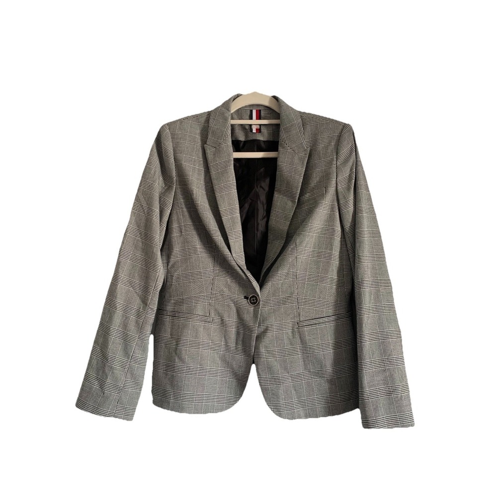 $149 Tommy Hilfiger womens Business Plaid Fitted Single Button Blazer Sz10 - Picture 5 of 8